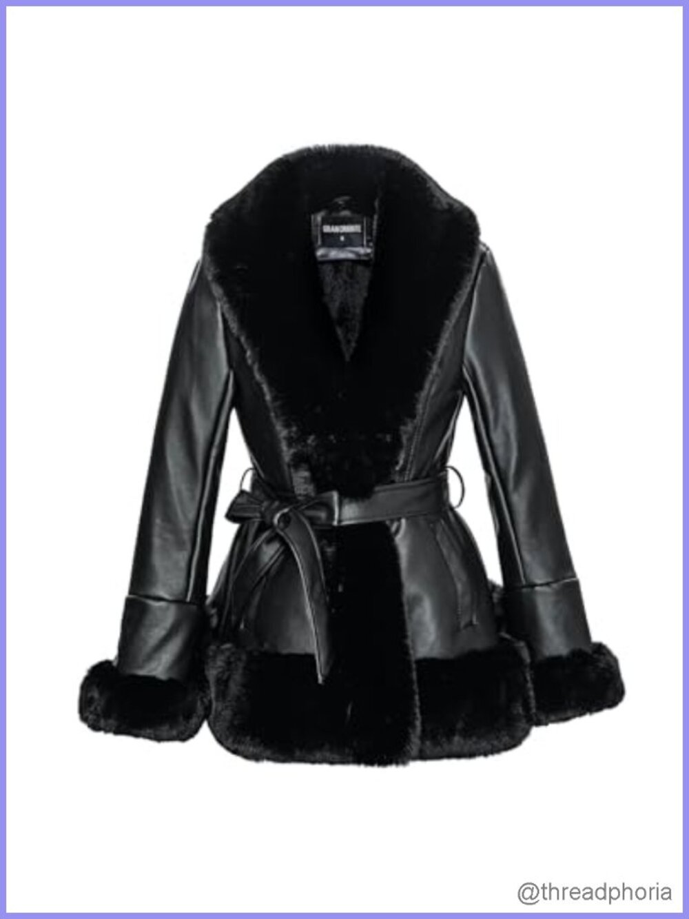 Women's GRAN ORIENTE Faux Fur Leather Coat with Collar